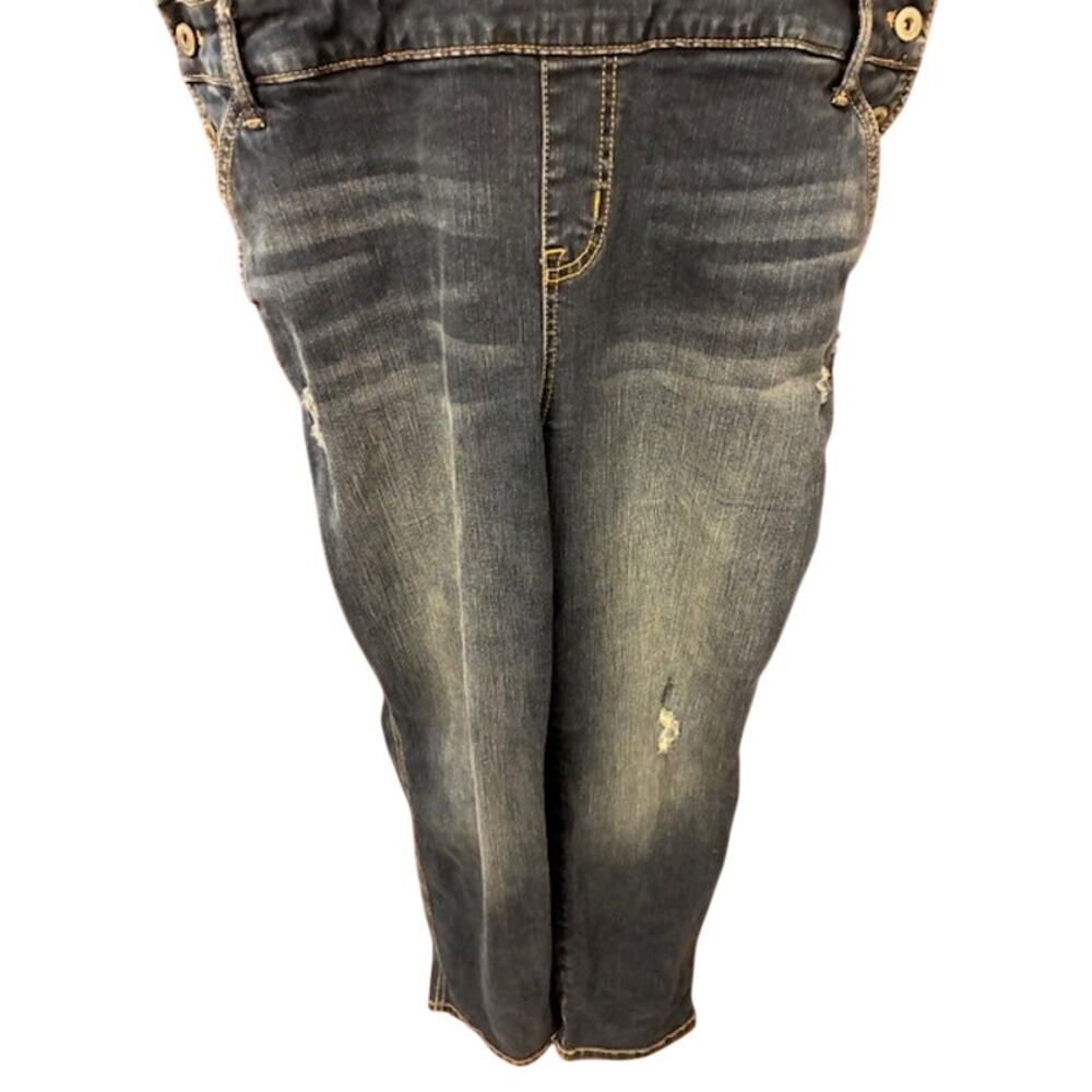 Torrid Women Overall Jeans 18 Blue Denim Crop 25" Inseam Lightly disstressed - Picture 6 of 10